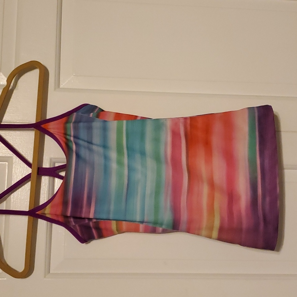 Old Navy Strappy Tank Top in Multicolor Watercolor Stripe